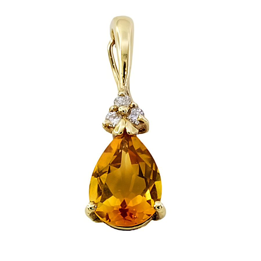 9ct gold Citrine / Diamond Pendant